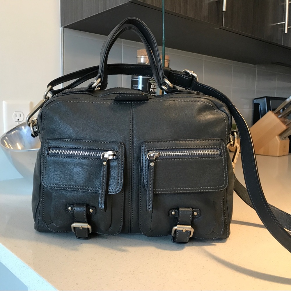 Banana Republic Gray Leather Satchel