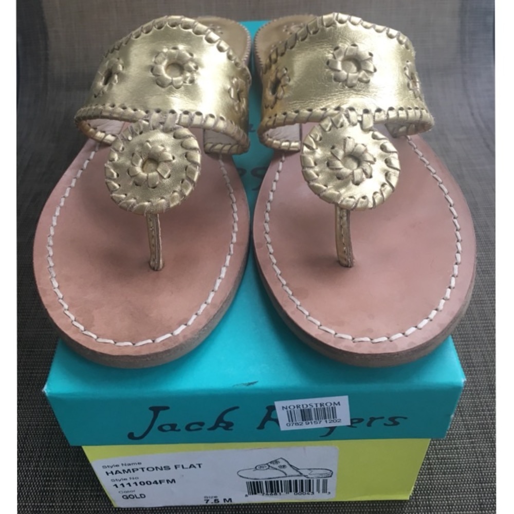 Jack Rogers Gold Hamptons Flat - EUC