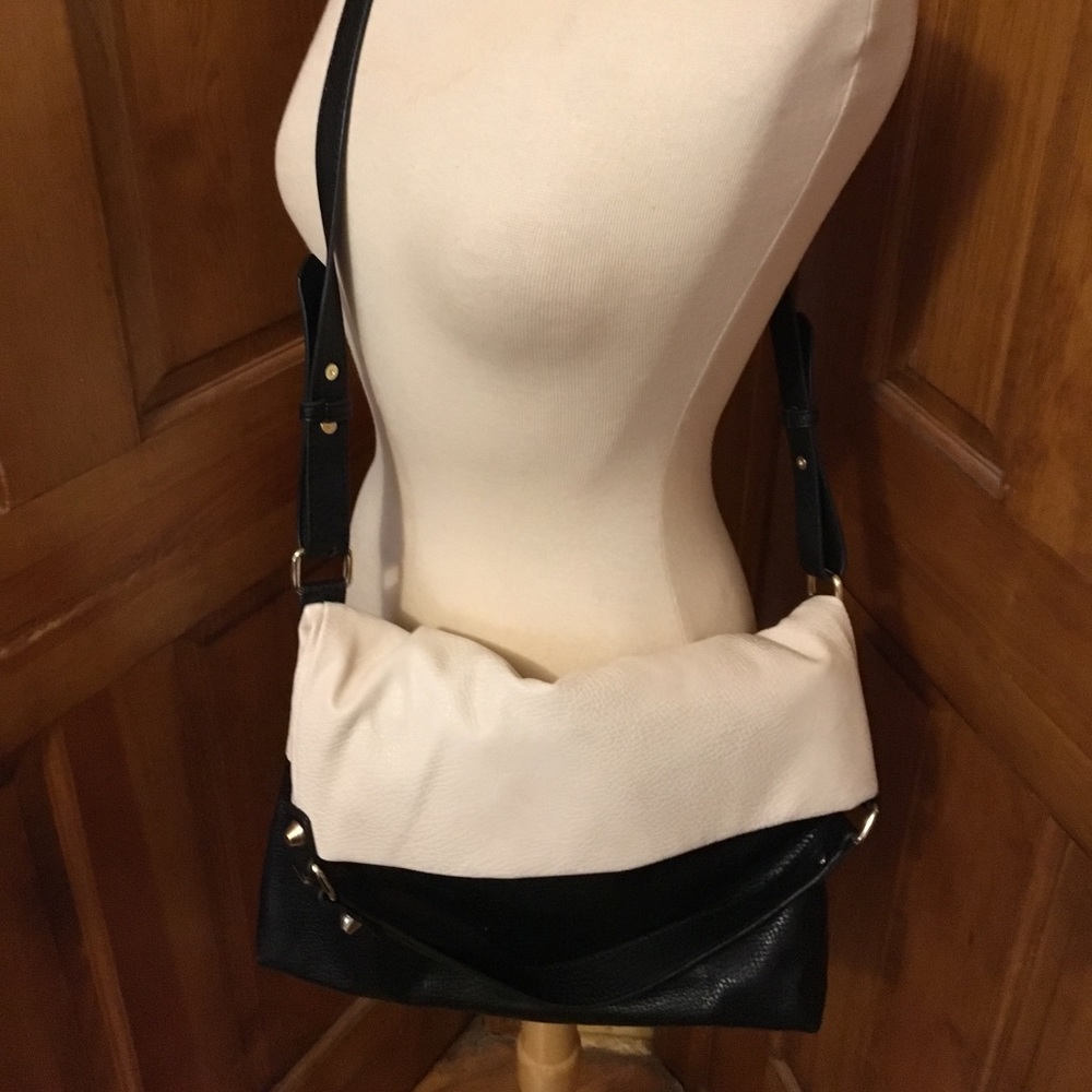 White and black BCBG handbag