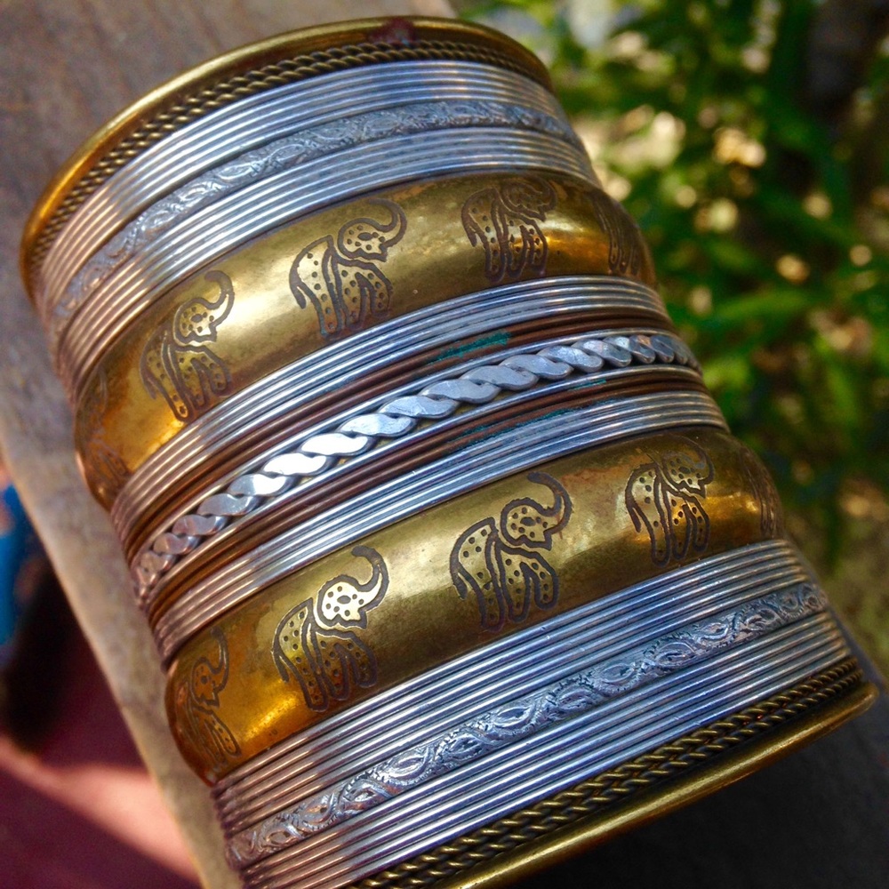Accent Gold and Silver Cuff Bracelet