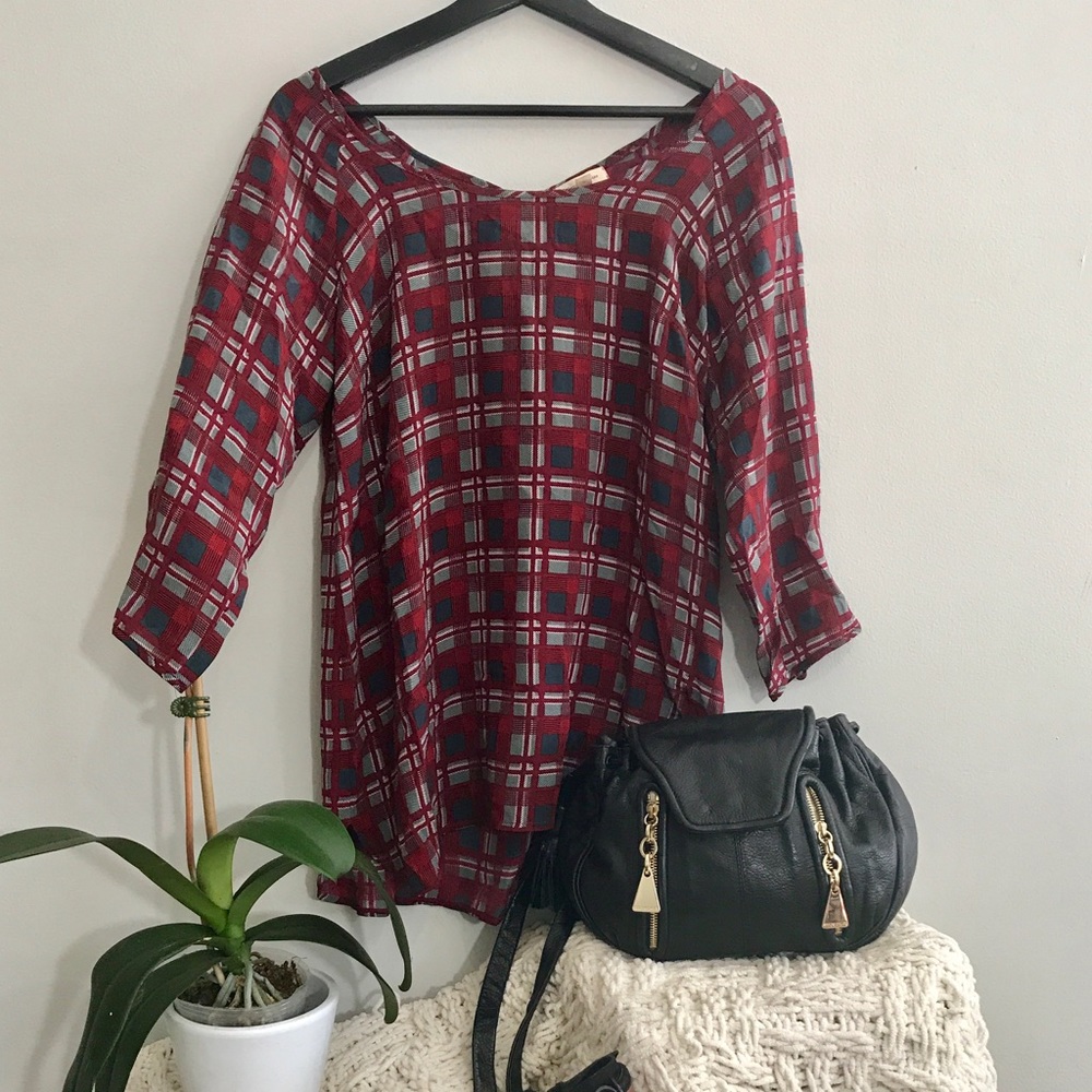 🌹Urban Outfitters Plaid silk Top 🌹