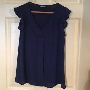 Express - Navy Blue sheer blouse