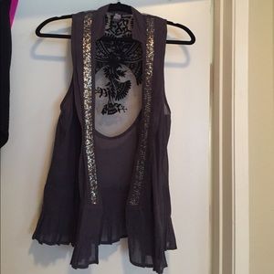 Free People grey sequin vest size 6