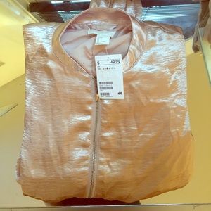H&M pink satin bomber jacket size 6