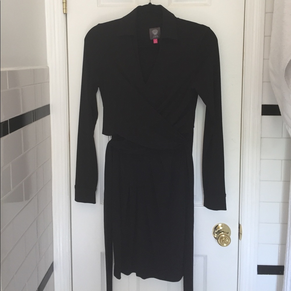 Vince Camuto knee length, long sleeve, wrap dress