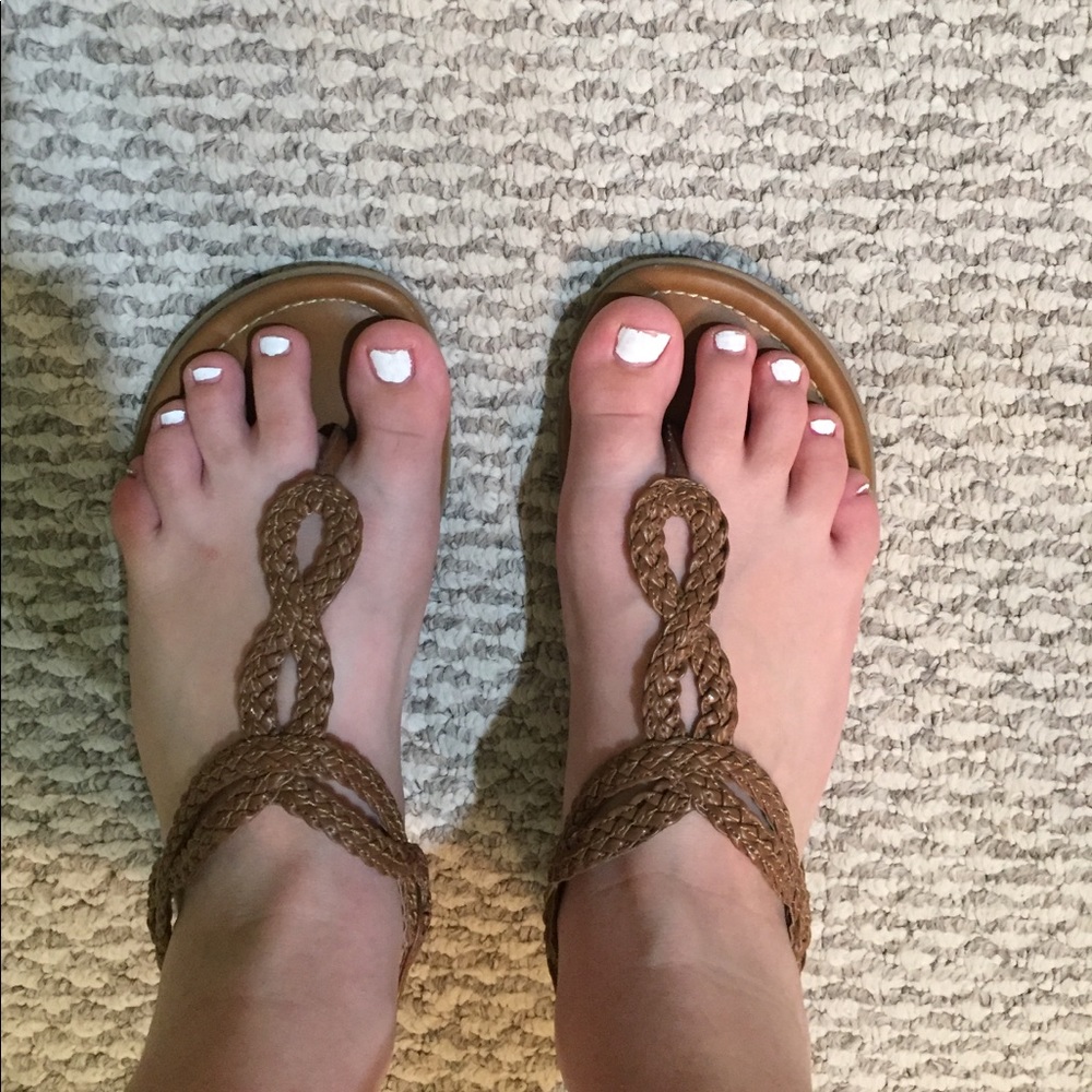 Brown Braided Sandals