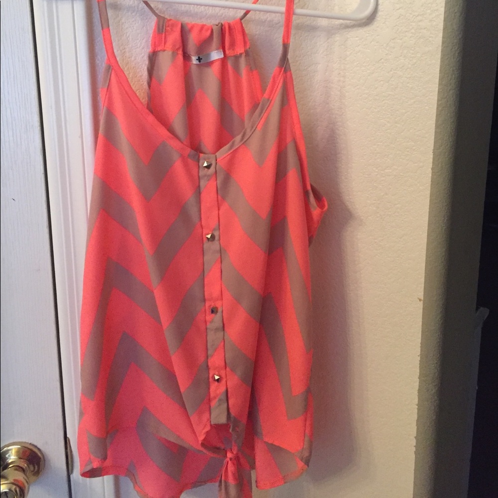 coral chevron razorback tank