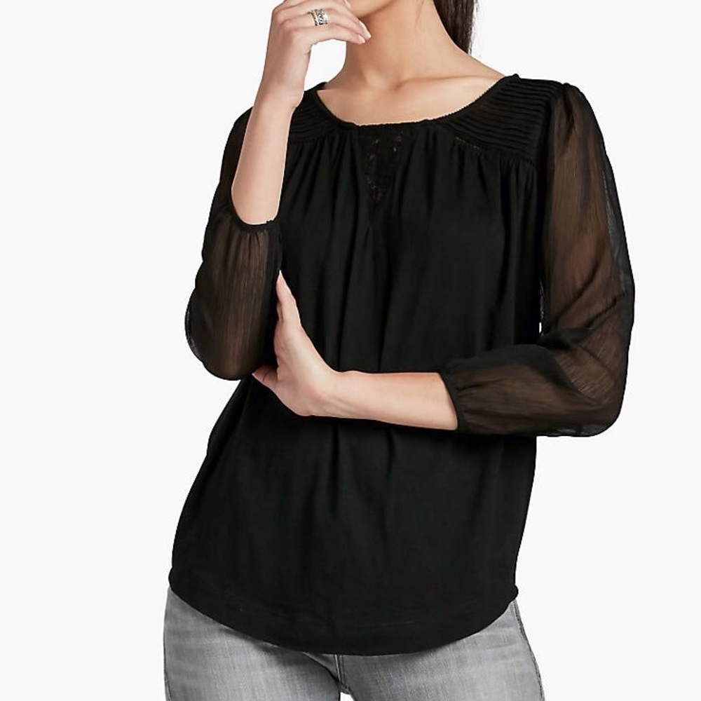 🆕 Lucky Brand Mixed Chiffon Top : Small