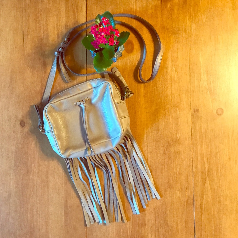 Lucky brand tan fringe purse