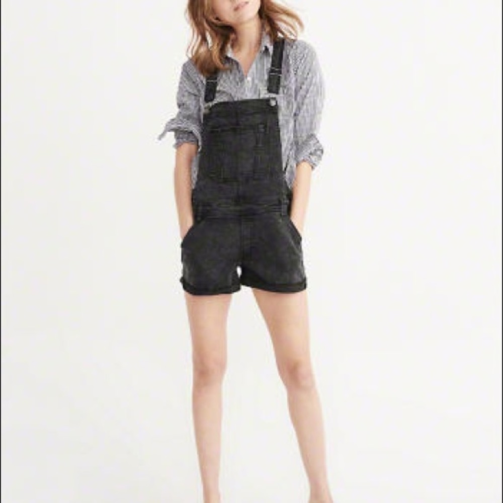 Abercrombie Black Denim Shortalls NWT