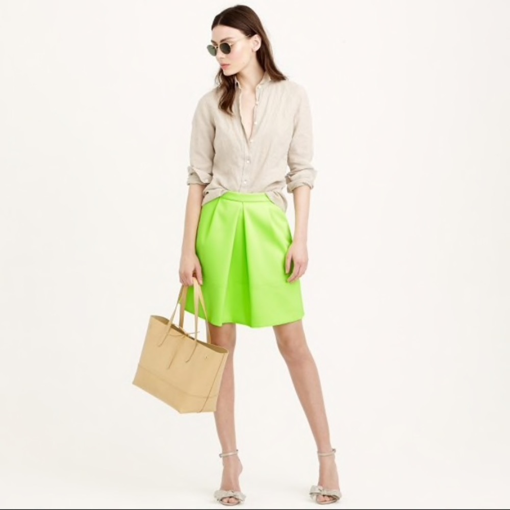 J CREW neon green mini skirt