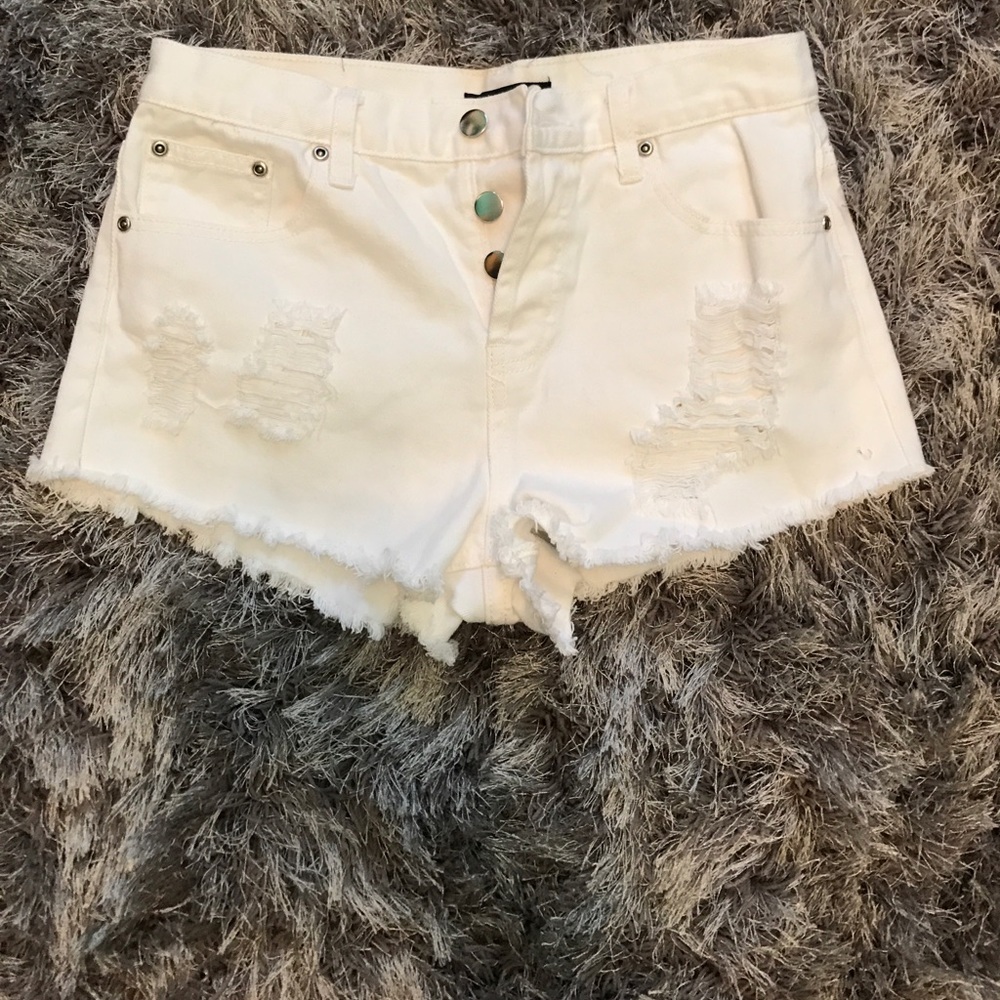 white denim shorts