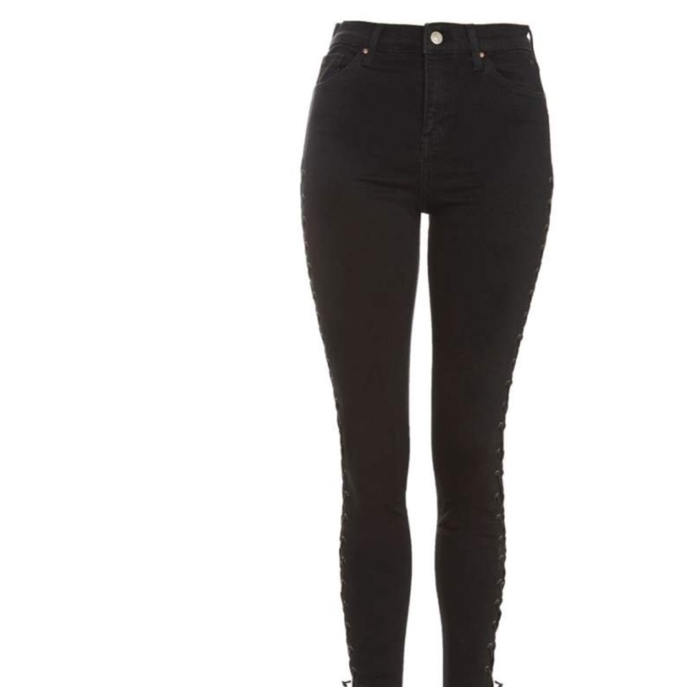 TOPSHOP Jamie Lace Ups Black Denim