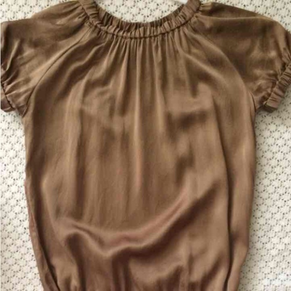 Moda Intl Caramel Silk Washable Blouse XS