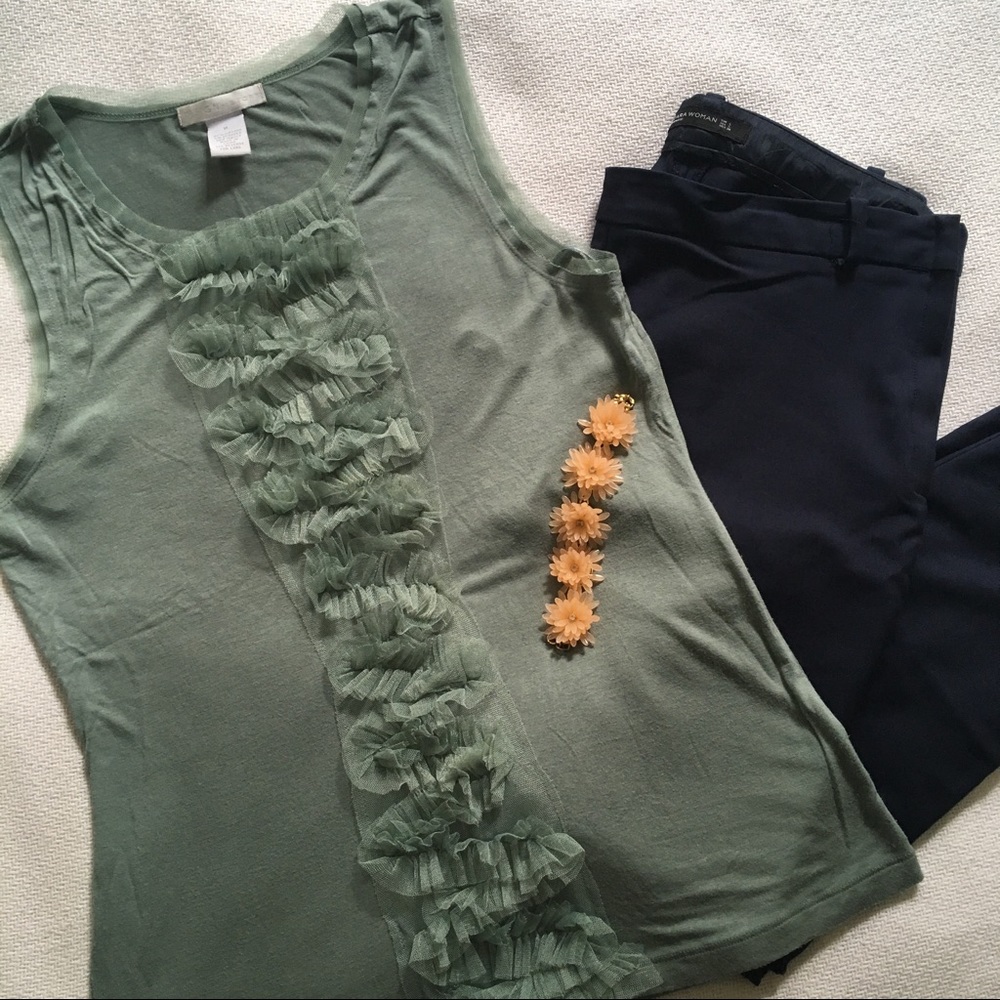 Ruffle Sea Green Top