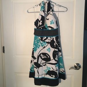 LAST CHANCE! Teal/black halter dress with bow
