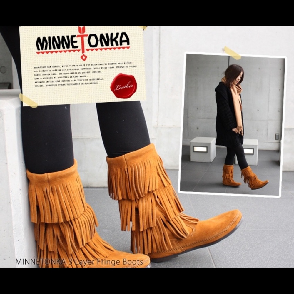 Minnetonka 3-Layer Fringe Boots
