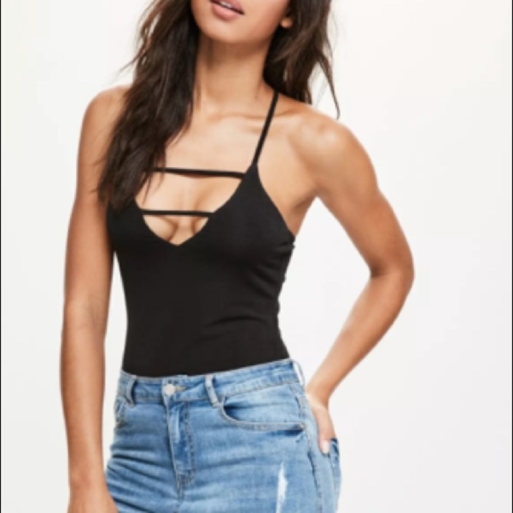 Missguided Black Thong Bodysuit