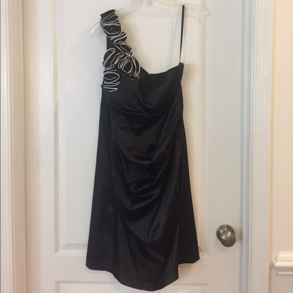 Black one shoulder cocktail dress