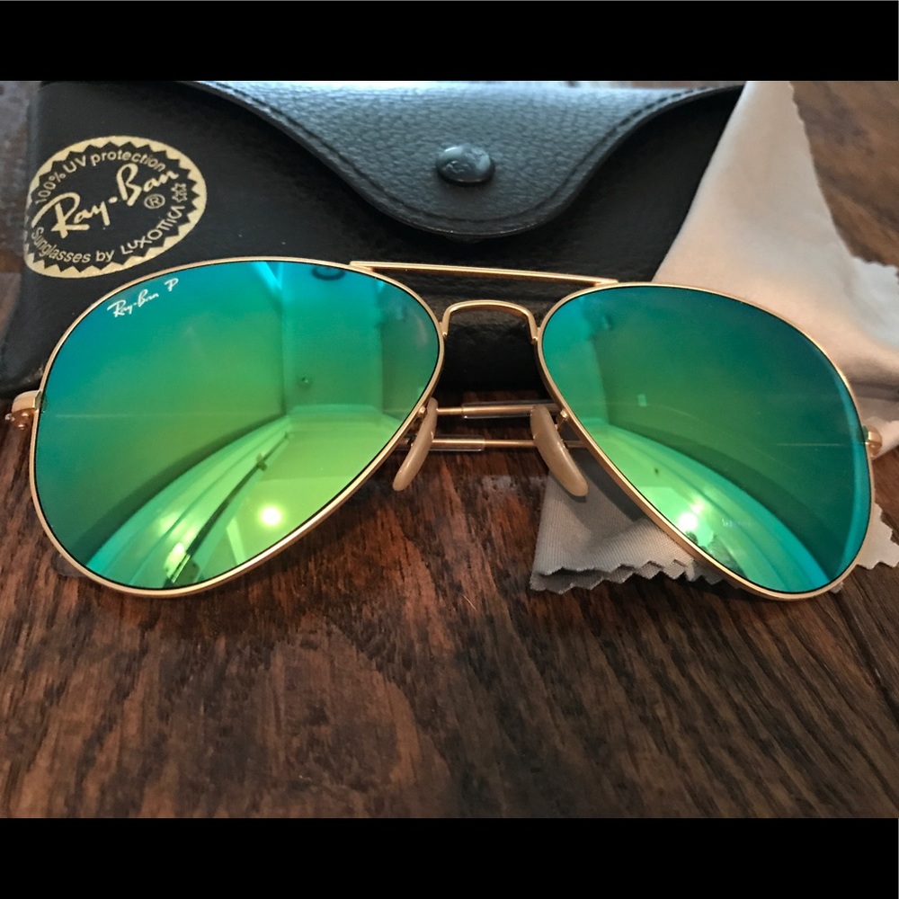 Green Polarized Aviator Ray-Ban - Picture 2 of 5