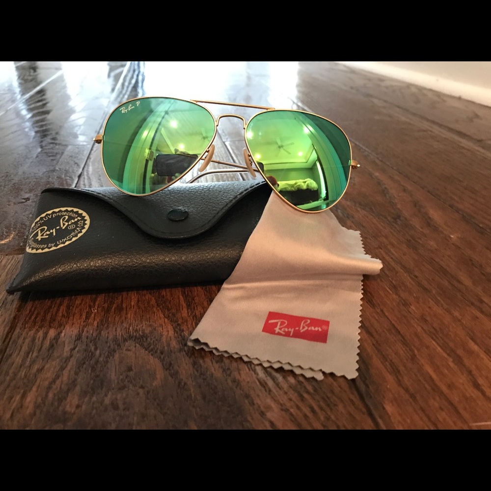 Green Polarized Aviator Ray-Ban - Picture 5 of 5