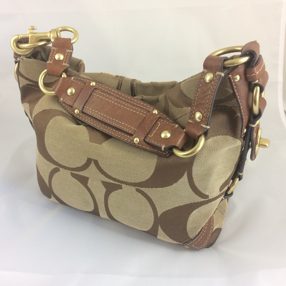 Coach C Logo Hobo Tan with brown logo and leather