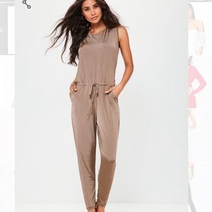Brown Sleeveless Slinky Jumpsuit
