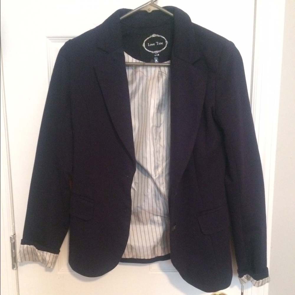 Navy Blue Blazar with patch elbows