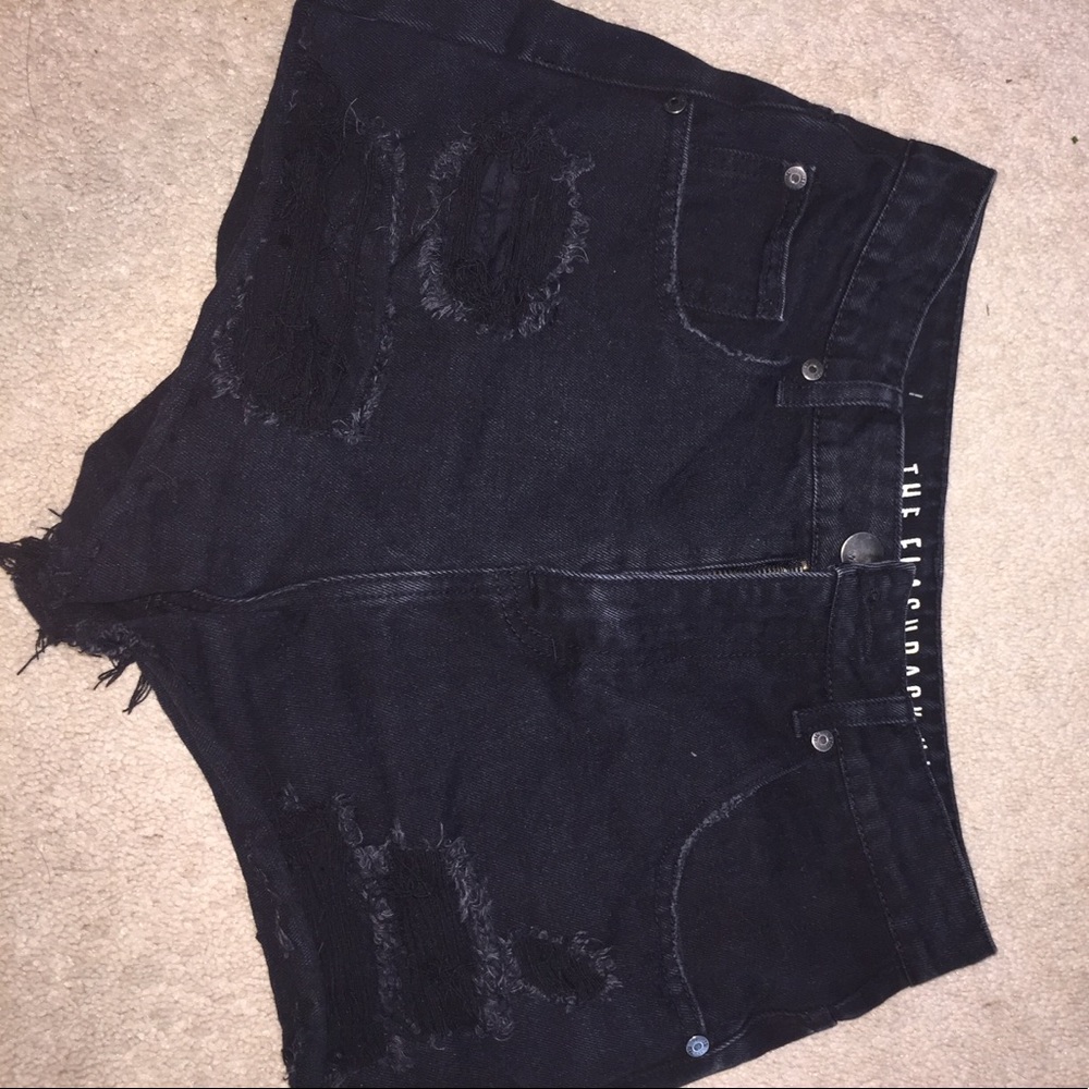 Cotton On black ripped high waisted shorts