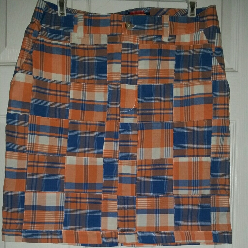 American Madras Orange and blue madras skirt