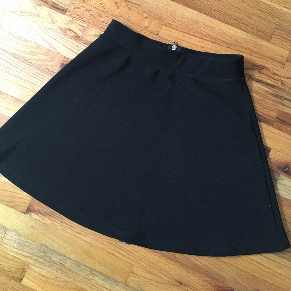 Black zip up circle skater skirt