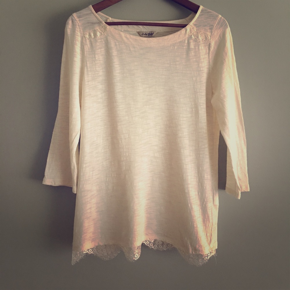 Lucky Brand top with lace accents