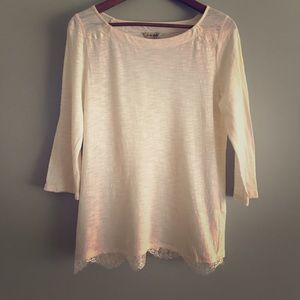 Lucky Brand top with lace accents