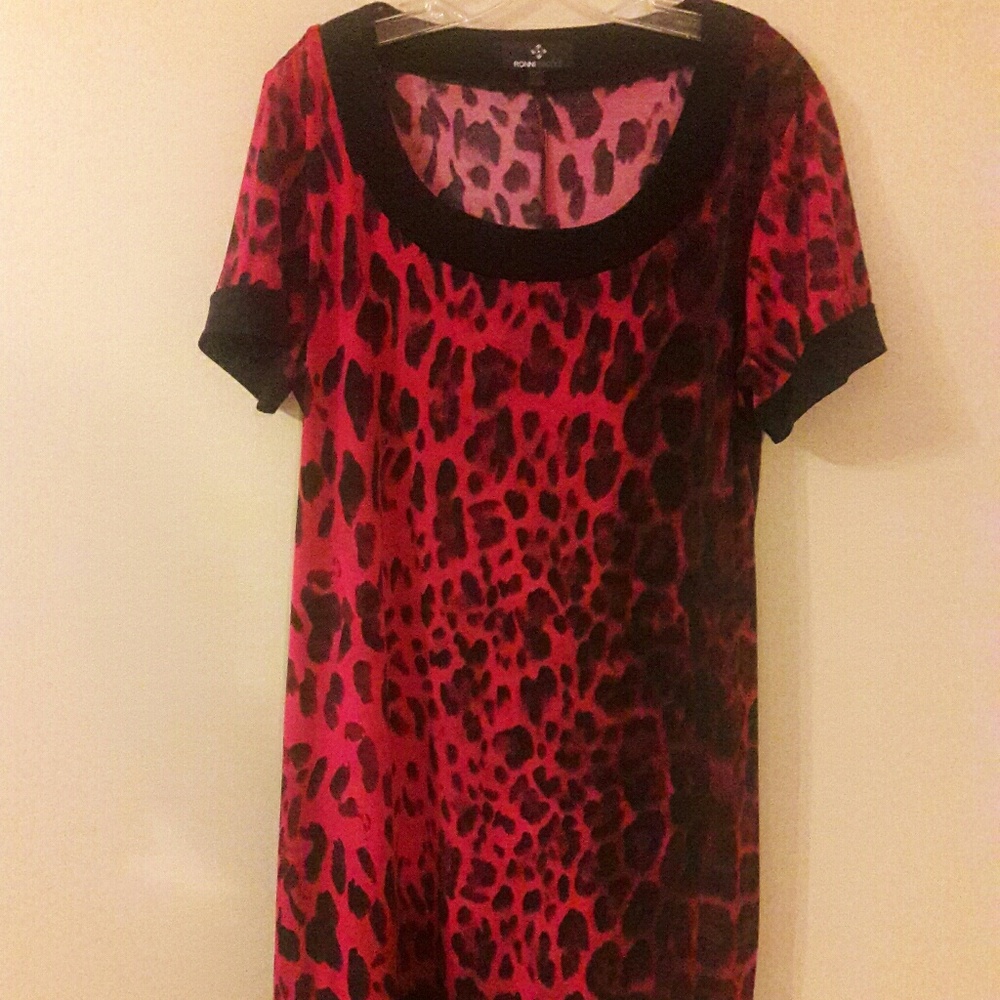 Pink  & Black Cheetah Print Dress