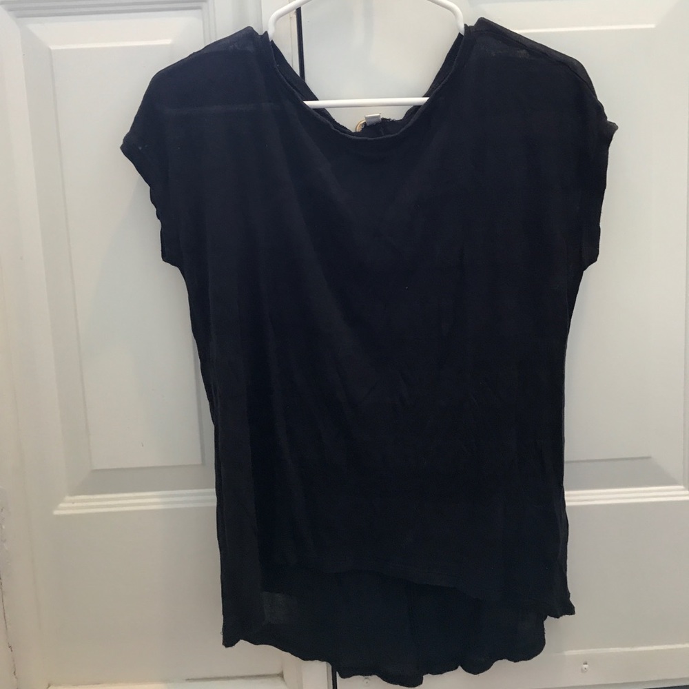 Sheer striped black tee
