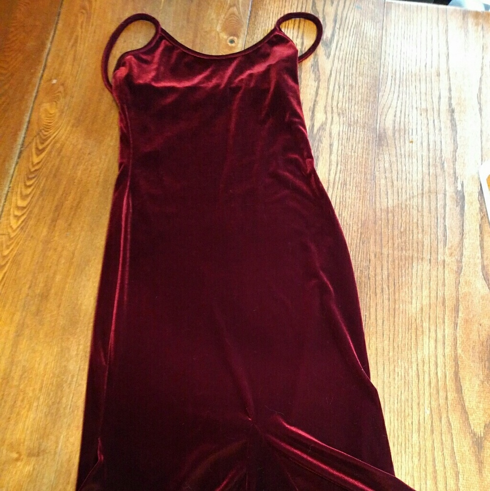 Wine red, velvet dress