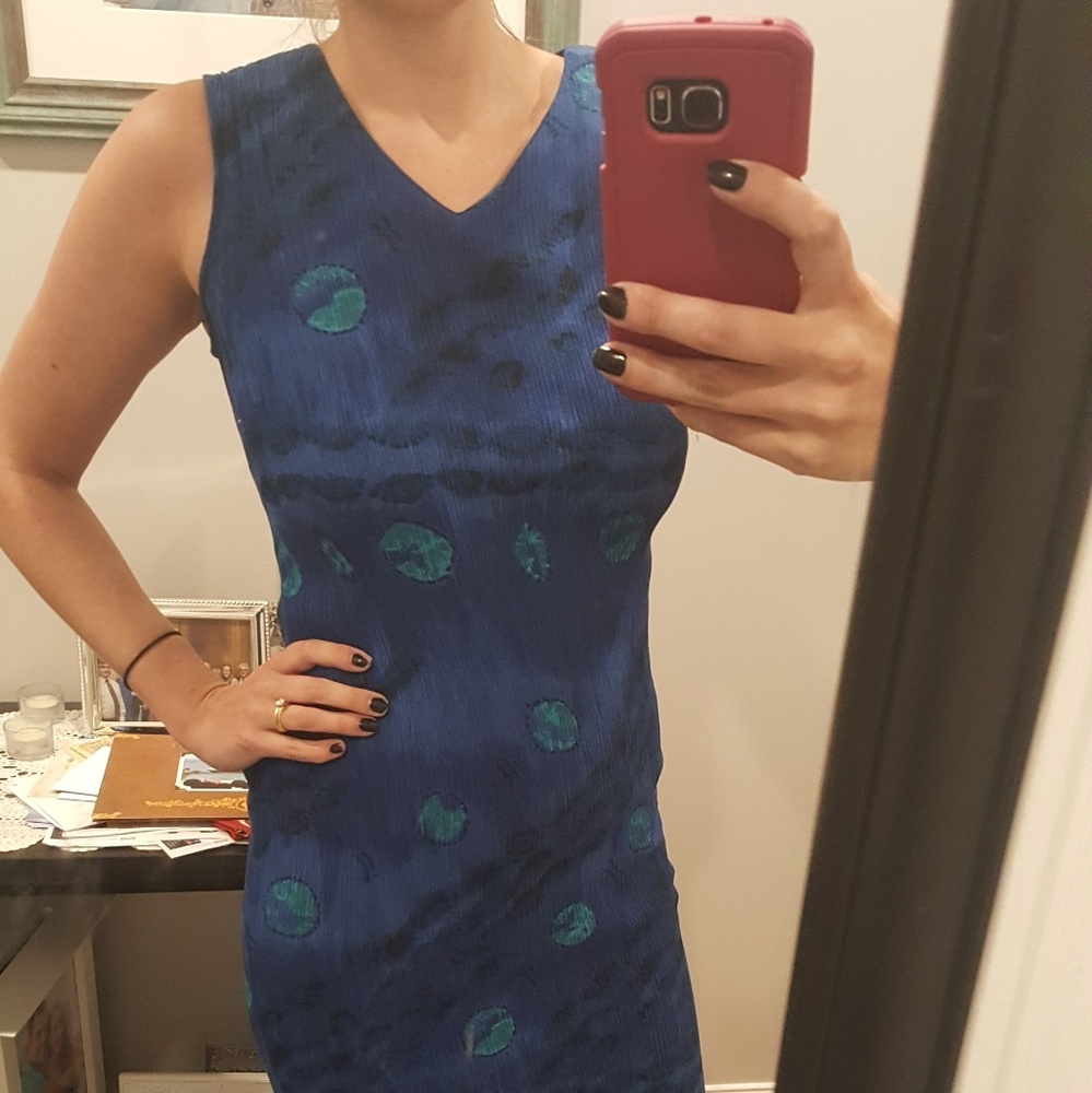 Blue Patterned Dress - image 4