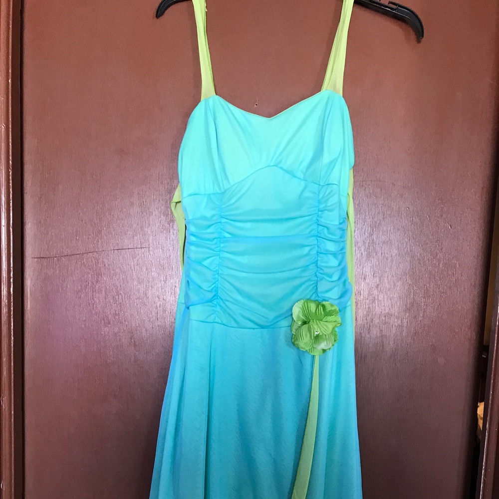 Flowing Green and Turquoise Dress