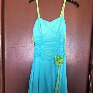 Flowing Green and Turquoise Dress