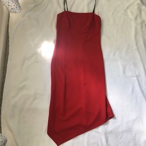 NWT Allen Schwartz asymmetrical red evening gown