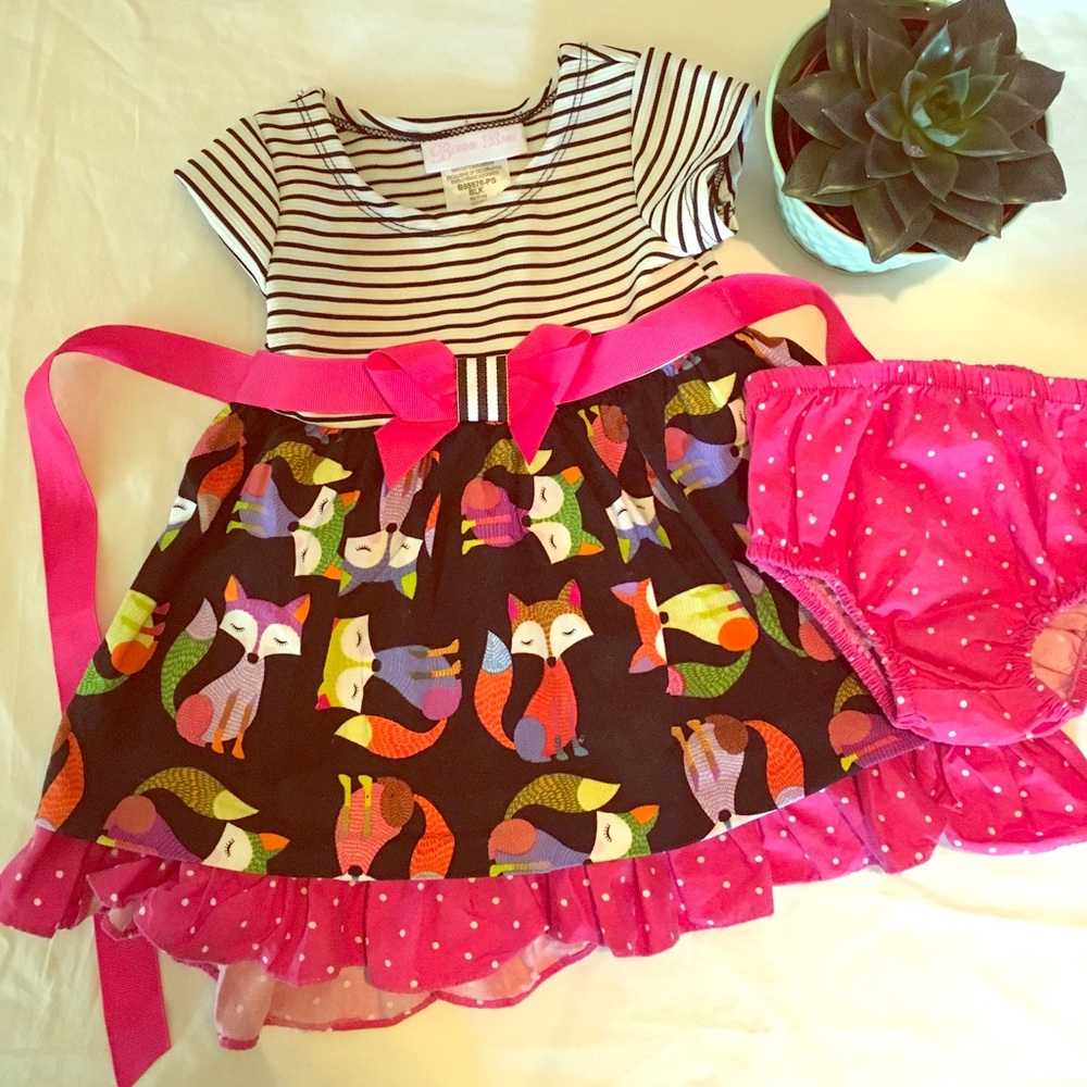 Fox and striped dress