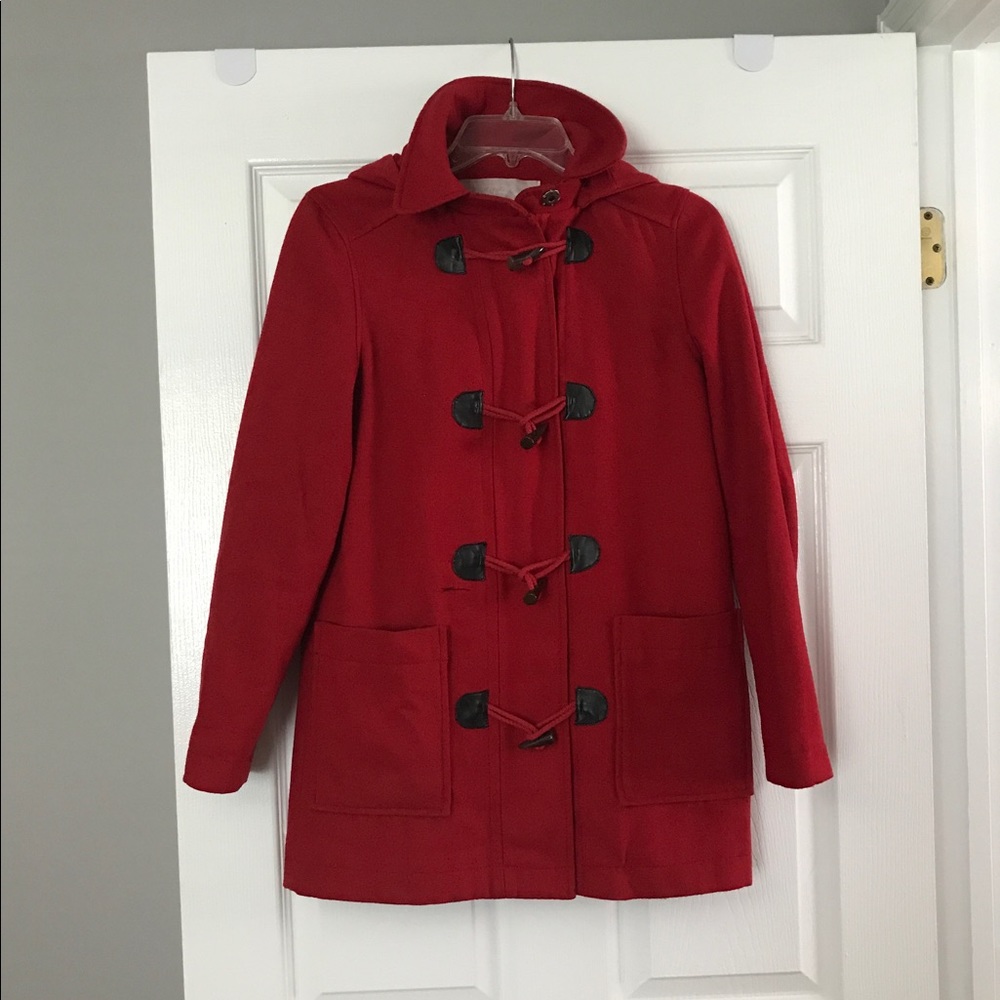Red toggle coat