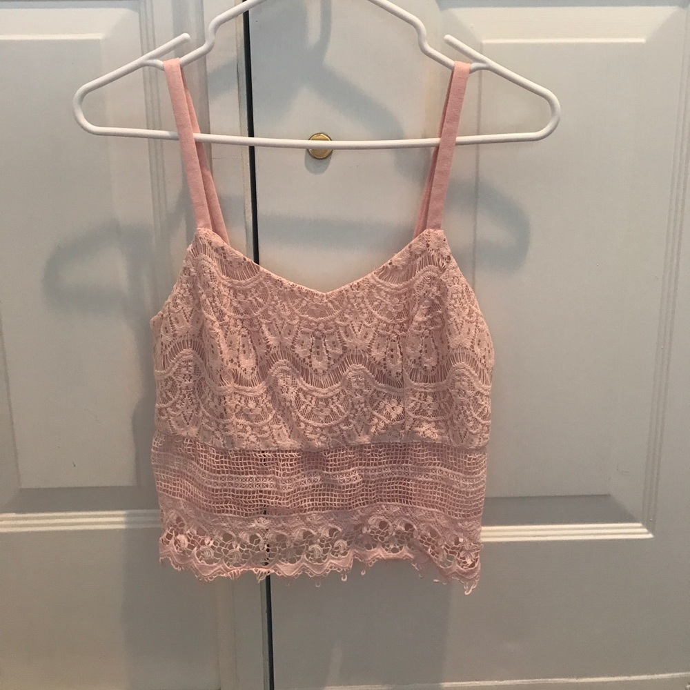 Pink lace crop top