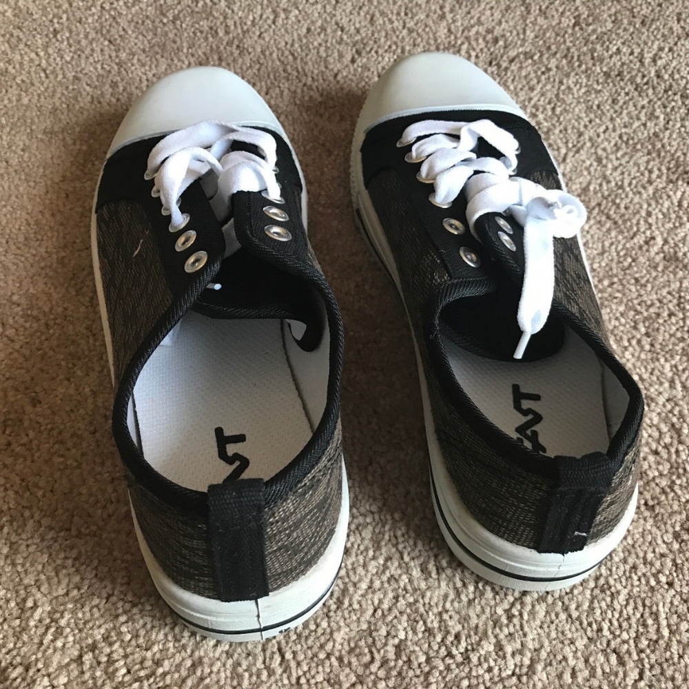 Mens Sneaker Shoe Black/Brown/White Canvas Boys - Picture 5 of 8
