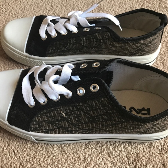 Mens Sneaker Shoe Black/Brown/White Canvas Boys - Picture 6 of 8