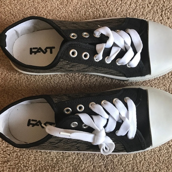 Mens Sneaker Shoe Black/Brown/White Canvas Boys - Picture 4 of 8