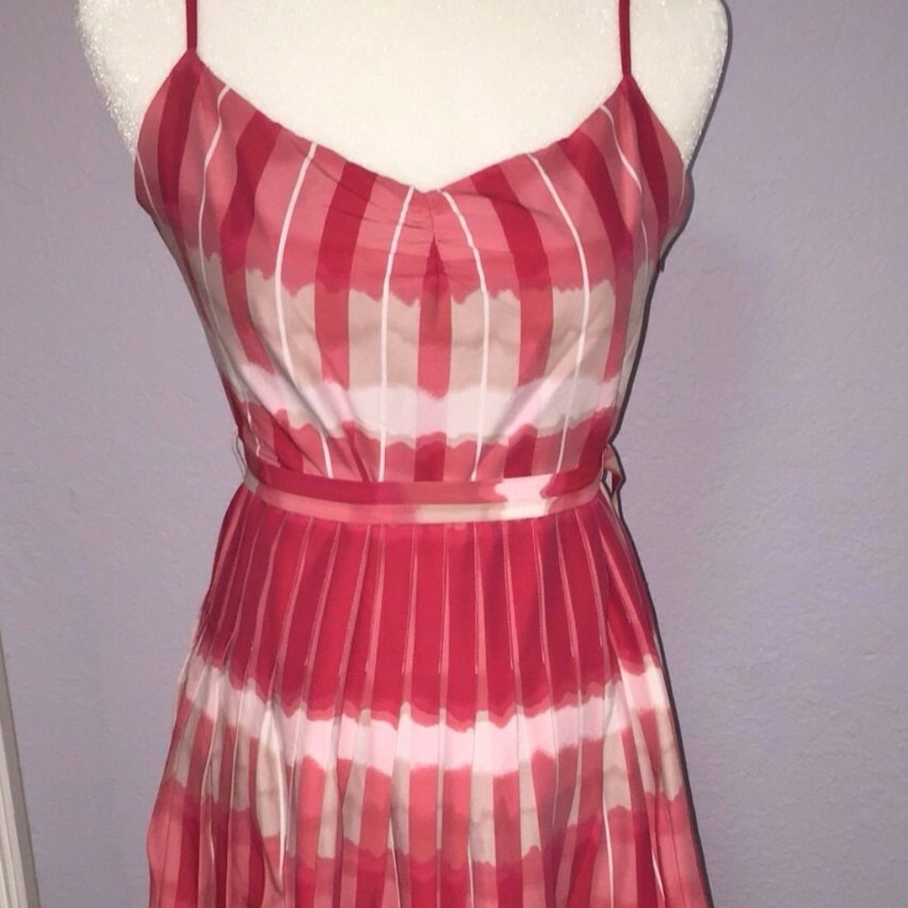 BCBGMaxAzria Spaghetti Strap Pleated Knee-Length Dress - Size 8