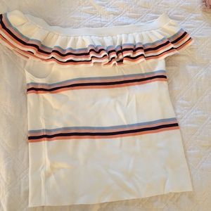 Ruffled Off-The-Shoulder Striped Top