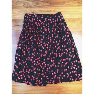 J.Crew pleated midi skirt cherry print