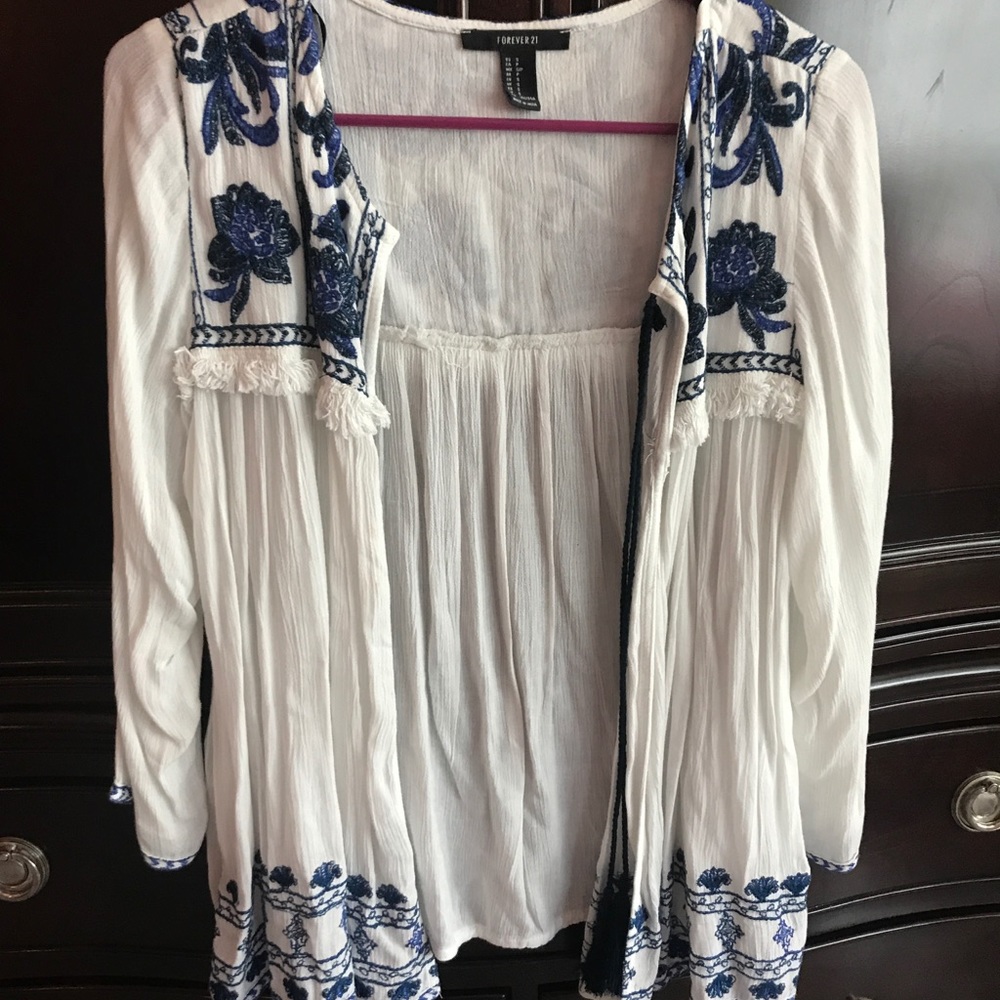 Blue detailed Kimono top